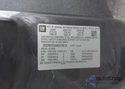 2010 Chevrolet Silverado Ltz из США, поврежденный, VIN 3GCRKTE39AG216612